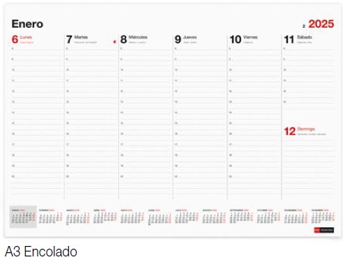 MIQUELRIUS - VADE PLANIFICADOR ANUAL 2025 - A3 - Semana Vista - Encolado (Ref.MR28259)