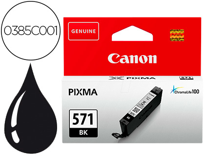 CANON - Cartuchos ORIGINALES Inyección De Tinta CLI-571 BK (Ref.0385C001)