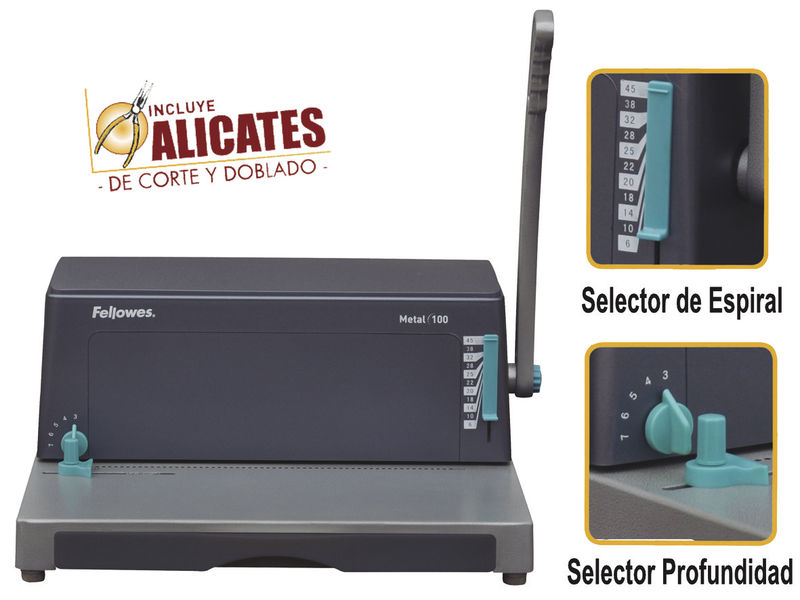 FELLOWES - Encuadernadora Metal 100 Metalica 400x400x190 Cap.perforación 20 h (Ref.0030102)