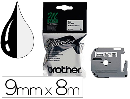 BROTHER - CINTA MK-221 BLANCO-NEGRO 9MM LONGITUD 8 MT (Ref.MK-221BZ)