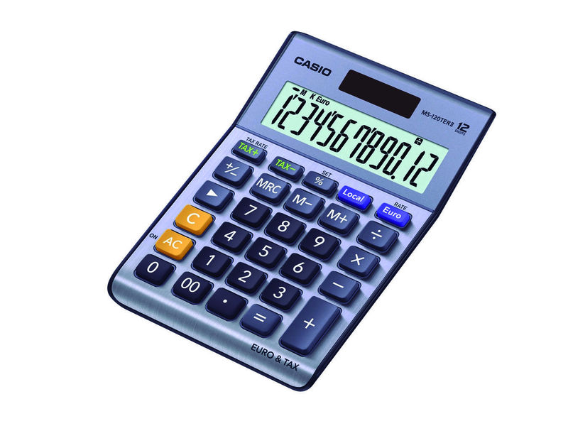CASIO - Calculadora sobremesa MS-120TER 12dígitos AZUL (Ref. MS-120TERII)
