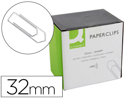 Q-CONNECT - CLIPS NIQUELADOS 32 MM CAJA DE 1000 UNIDADES (Ref.KF01313)