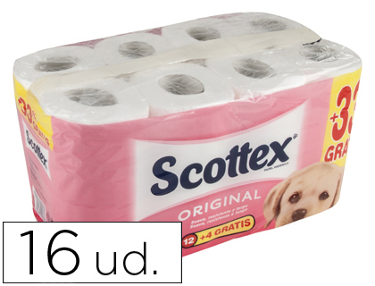 SCOTTEX - PAPEL HIGIENICO ORIGINAL PAQUETE DE 16 ROLLOS (Ref.17191)