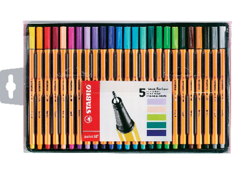 STABILO - Rotulador Point 88 25 ud colores surtidos trazo 0,4 mm 8825-01 (Ref.8825-1)