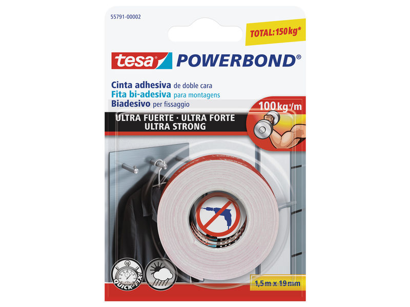 TESA - Cinta doble cara powerbond ultrafuerte 1,5mx19mm (Ref.55791-00002-01)