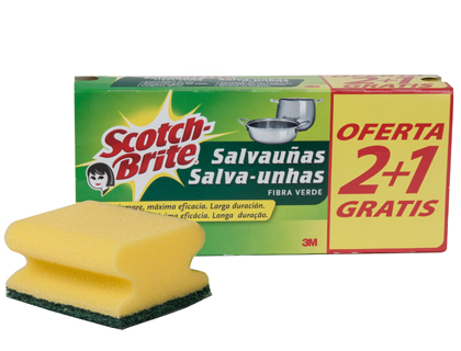 SCOTCH - ESTROPAJO SALVAUÑAS BRITE FIBRA VERDE PAQUETE 3X2 (Ref.39)