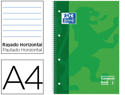 OXFORD - Cuaderno MICROP 1 SECCIÓN FORMATO A4 80H 90G PAUTADO VERDE TED (Ref.100430265)