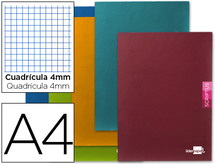 LIDERPAPEL - LIBRETA SCRIPTUS A4 48 HOJAS 90G/M2 CUADRO 4MM CON MARGEN (Ref.LA06)