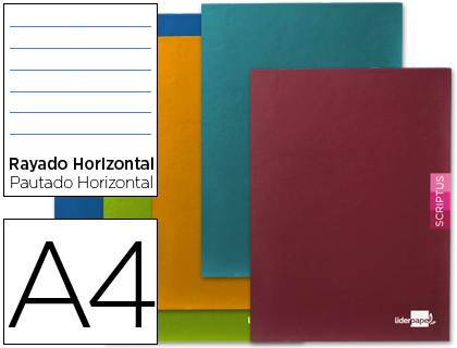 LIDERPAPEL - LIBRETA SCRIPTUS A4 48 HOJAS 90G/M2 HORIZONTAL CON MARGEN (Ref.LA11)