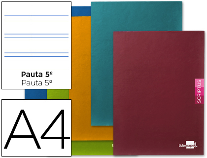LIDERPAPEL - LIBRETA SCRIPTUS A4 48 HOJAS 90G/M2 PAUTA 5ª 2.5MM CON MARGEN (Ref.LA10)