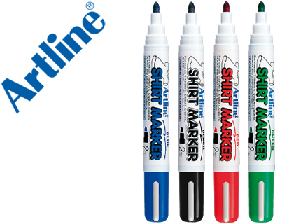 ARTLINE - ROTULADOR CAMISETA EKT-2 NEGRO ROJO AZUL Y VERDE PUNTA REDONDA 2 MM PARA USO EN CAMISETA CAJA DE 4 (Ref.EKT-2 A1)