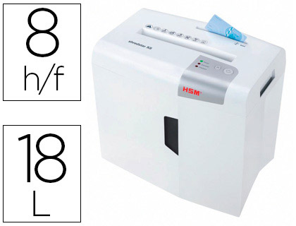 HSM - DESTRUCTORA DE DOCUMENTOS SHREDSTAR X8 CAPACIDAD DE CORTE 8 H EN PARTICULAS DESTRUYE GRAPAS CLIPS CD Y TARJETAS (Ref.1044121)
