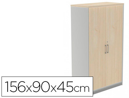 ROCADA - ARMARIO CON TRES ESTANTES Y DOS PUERTAS ENTERAS SERIE STORE 156X90X45 CM ACABADO AB01 ALUMINIO/HAYA (Ref.1058AB01)