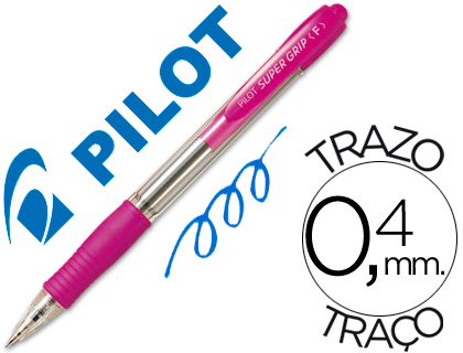 PILOT - Boligrafo SUPER GRIP ROSA -RETRACTIL -SUJECION DE CAUCHO -TINTA BASE DE ACEITE (Ref.BPGP-10-M-RS)
