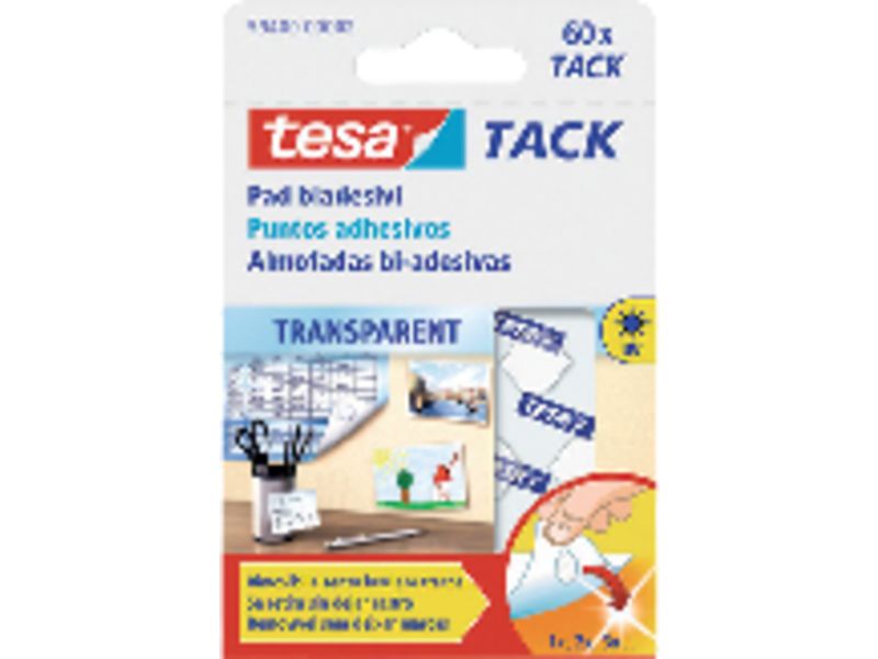 TESA - Adhesivo TACK Pastilla 60 pastillas Invisible y reutilizable No residuo (Ref.59408-00000-00)