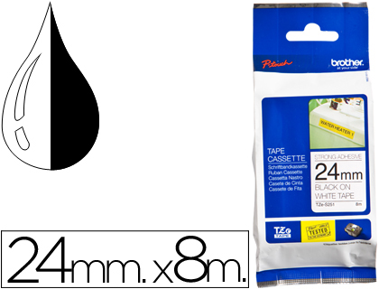 BROTHER - Cinta Rotuladora LAM BK/WH 8M 24MM (Ref.TZES251)