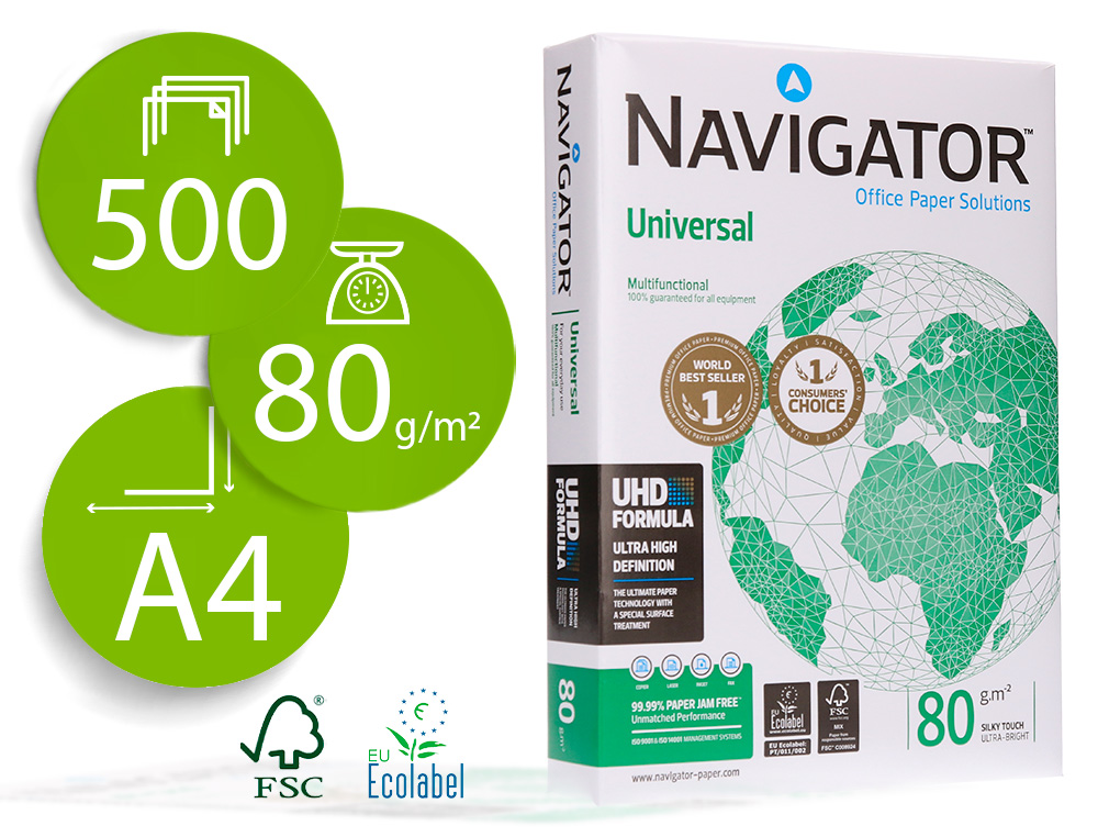 NAVIGATOR - PAPEL UNIVERSAL - A4 - 80g - Blancura CIE 169 (Ref.0472UN)