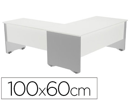 ROCADA - ALA PARA MESA SERIE WORK 100X60 CM ACABADO AB04 ALUMINIO/BLANCO (Ref.2102AB04)