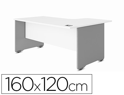 ROCADA - MESA SERIE WORK 160X120 CM DERECHA ACABADO AB04 ALUMINIO/BLANCO (Ref.2051AB04)