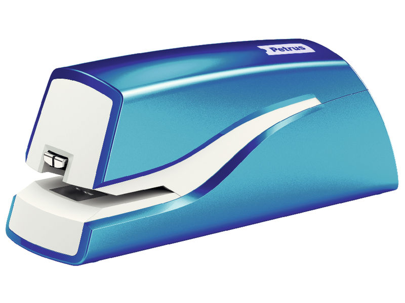 PETRUS - Grapadora electrica WOW Grapa 10 hojas Grapas 100 x nº10 Color AZUL (Ref.624822)