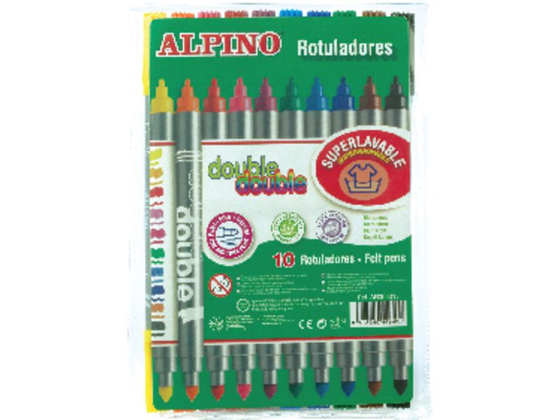 ALPINO - Rotuladores Estuche 10 ud Doble punta Colores Surtidos (Ref.AR000013)