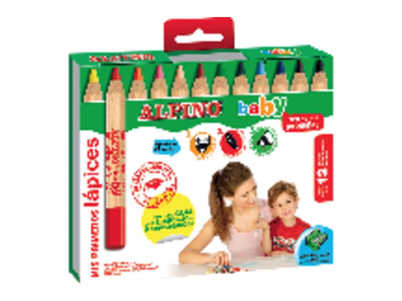 ALPINO - Lapices de Colores Estuche 12 ud para los más pequeños. Colores Surtidos (Ref.AL000177)