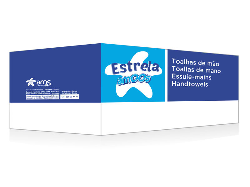 AMOOS - P.20 paquetes de 200 toallas de mano 2 capas plegado V 21x22 100% fibra pura (Ref.N6222000)