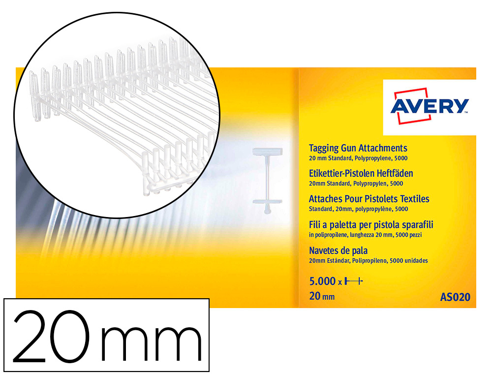 AVERY - Navetes caja 5000 ud 20 mm Natural (Ref.AS020)