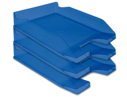 Q-CONNECT - Bandeja de Sobremesa PLASTICO AZUL TRANSPARENTE (Ref.KF04197)