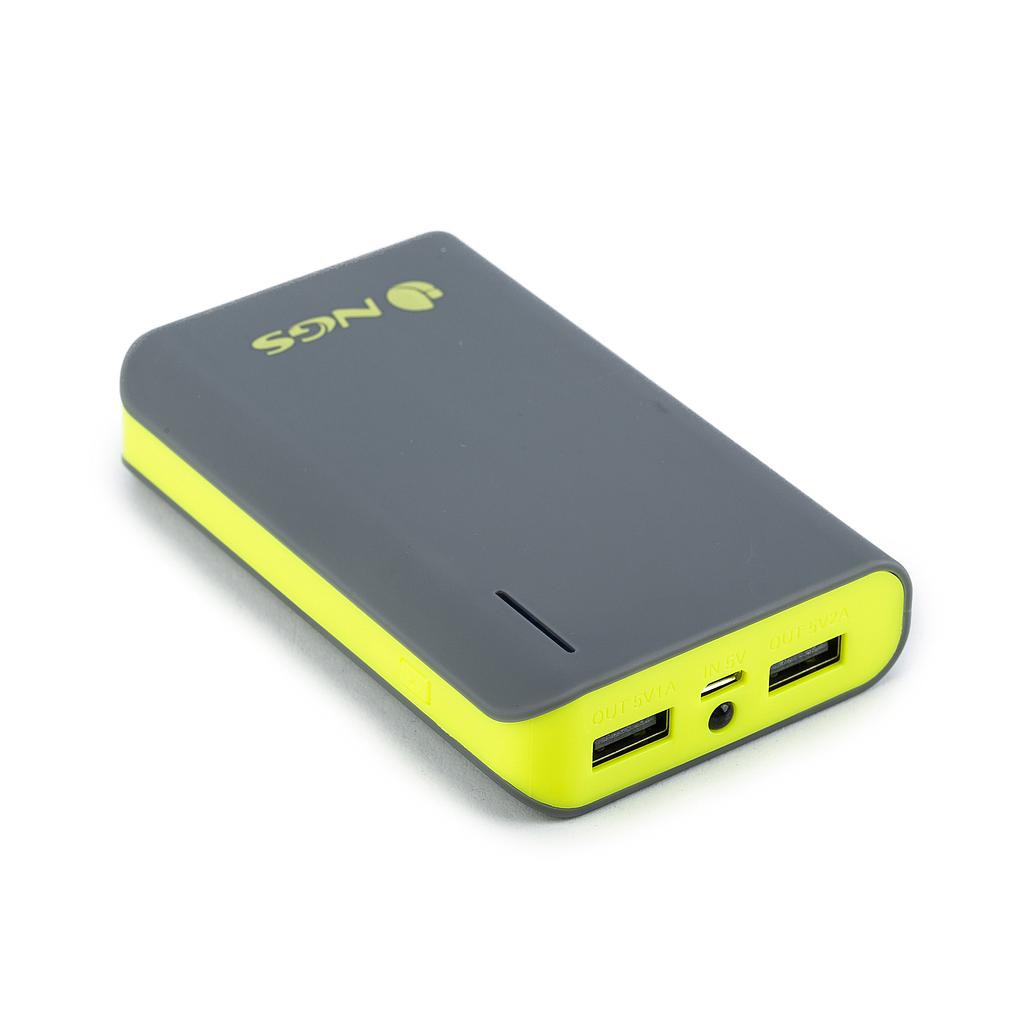 NGS - BATERIA AUXILIAR PORTATIL PARA TABLETS SMARTPHONE Y CAMARAS DIGITALES CON 2 PUERTOS USB CAPACIDAD 6600 (Ref.POWERPUMP6600LEMON)