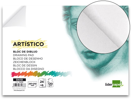 LIDERPAPEL - BLOC DIBUJO ARTISTICO ENCOLADO 210X297 MM 30 HOJAS 120G/M2 SIN RECUADRO (Ref.DA10)