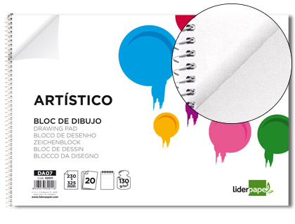 LIDERPAPEL - BLOC DIBUJO ARTISTICO ESPIRAL 230X325MM 20 HOJAS 130G/M2 SIN RECUADRO (Ref.DA07)