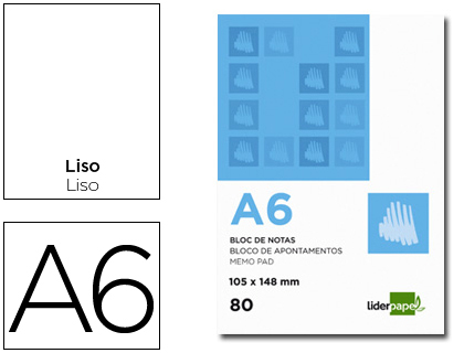 LIDERPAPEL - BLOC NOTAS LISO A6 80 HOJAS 60G/M2 PERFORADO (Ref.BN06)