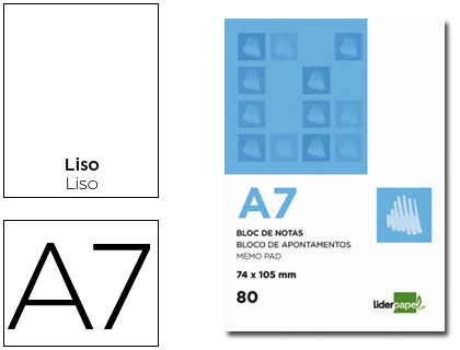 LIDERPAPEL - BLOC NOTAS LISO A7 80 HOJAS 60G/M2 PERFORADO (Ref.BN10)