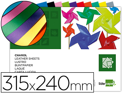 LIDERPAPEL - BLOC TRABAJOS MANUALES CHAROL 240X315MM 10HOJAS COLORES SURTIDOS (Ref.TM05)