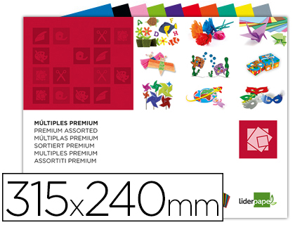 LIDERPAPEL - BLOC TRABAJOS MANUALES MULTIPLE PREMIUM 240X315MM 62 HOJAS COLORES SURTIDOS (Ref.TM12)