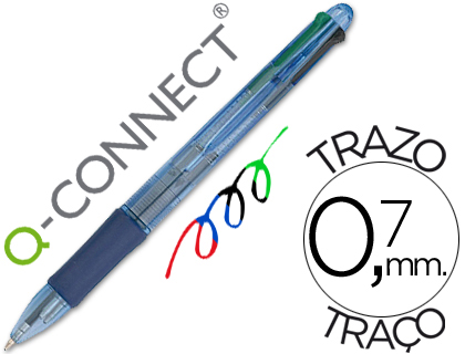 Q-CONNECT - BOLIGRAFO 4 EN 1 TINTA 4 COLORES RETRACTIL -CON SUJECION DE CAUCHO (Ref.KF01938)