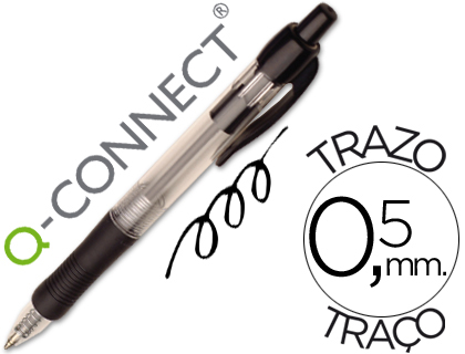 Q-CONNECT - BOLIGRAFO NEGRO RETRACTIL -CON SUJECION DE CAUCHO (Ref.KF00267)