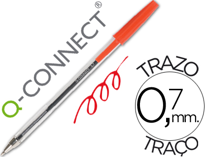 Q-CONNECT - BOLIGRAFO TRANSPARENTE ROJO MEDIO (Ref.KF26041)