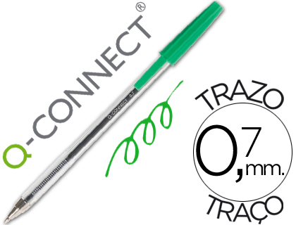 Q-CONNECT - BOLIGRAFO TRANSPARENTE VERDE MEDIO (Ref.KF01043)