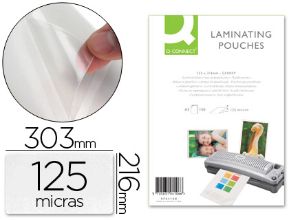Q-CONNECT - BOLSA DE PLASTIFICAR 303 X 216 MM 125 MC DIN A4 AUTOADHESIVAS CAJA DE 25 UNIDADES (Ref.KF24056)