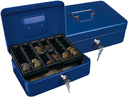 Q-CONNECT - CAJA CAUDALES 10&quot; 250X180X90 MM AZUL CON PORTAMONEDAS (Ref.KF03323)