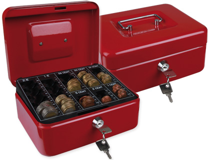 Q-CONNECT - CAJA CAUDALES 8" 200X160X90 MM ROJA CON PORTAMONEDAS (Ref.KF03318)