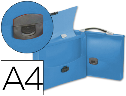 BEAUTONE - CARPETA PORTADOCUMENTOS BROCHE 34622 POLIPROPILENO DIN A4 AZUL TRANSPARENTE CON ASA 