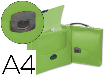 BEAUTONE - CARPETA PORTADOCUMENTOS BROCHE 34623 POLIPROPILENO DIN A4 VERDE TRANSPARENTE CON ASA 