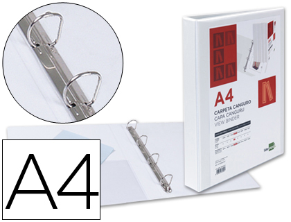 LIDERPAPEL - CARPETA CANGURO 4 ANILLAS MIXTAS 16MM A4 PLASTICO BLANCA (Ref.KG41)