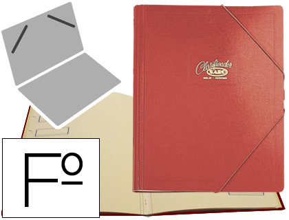 SARO - CARPETA CLASIFICADOR Cartón COMPACTO FOLIO ROJA -12 DEPARTAMENTOS (Ref.30-R)