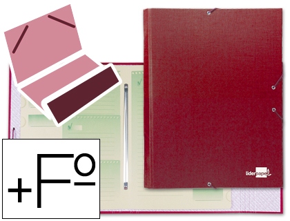 LIDERPAPEL - CARPETA CLASIFICADORA 12 DEPARTAMENTOS FOLIO PROLONGADO Cartón FORRADO ROJA (Ref.CS03)