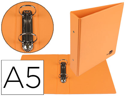 LIDERPAPEL - CARPETA DE 2 ANILLAS 40 MM REDONDAS A5 Cartón FORRADO PVC NARANJA (Ref.KA19)