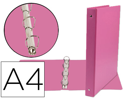 LIDERPAPEL - CARPETA DE 4 ANILLAS 25 MM MIXTAS A4 Cartón FORRADO PVC FUCSIA (Ref.KA02)